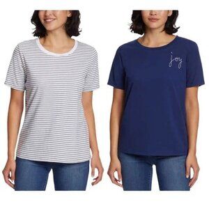 Ella Moss Women's Flattering Fit Ultra Soft Perfect Tee, 2-Pack-NWOT